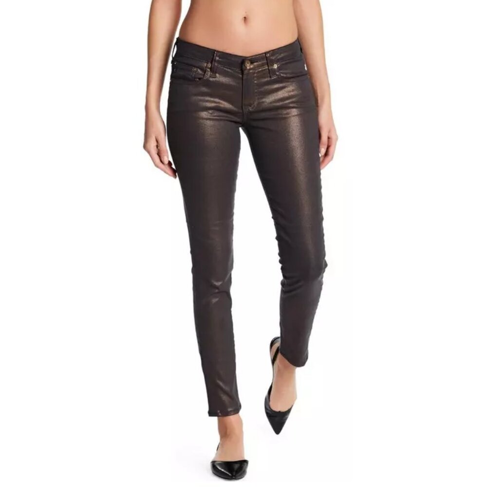 New Big Star Metallic Brown mid rise Skinny Jeans Sz 27